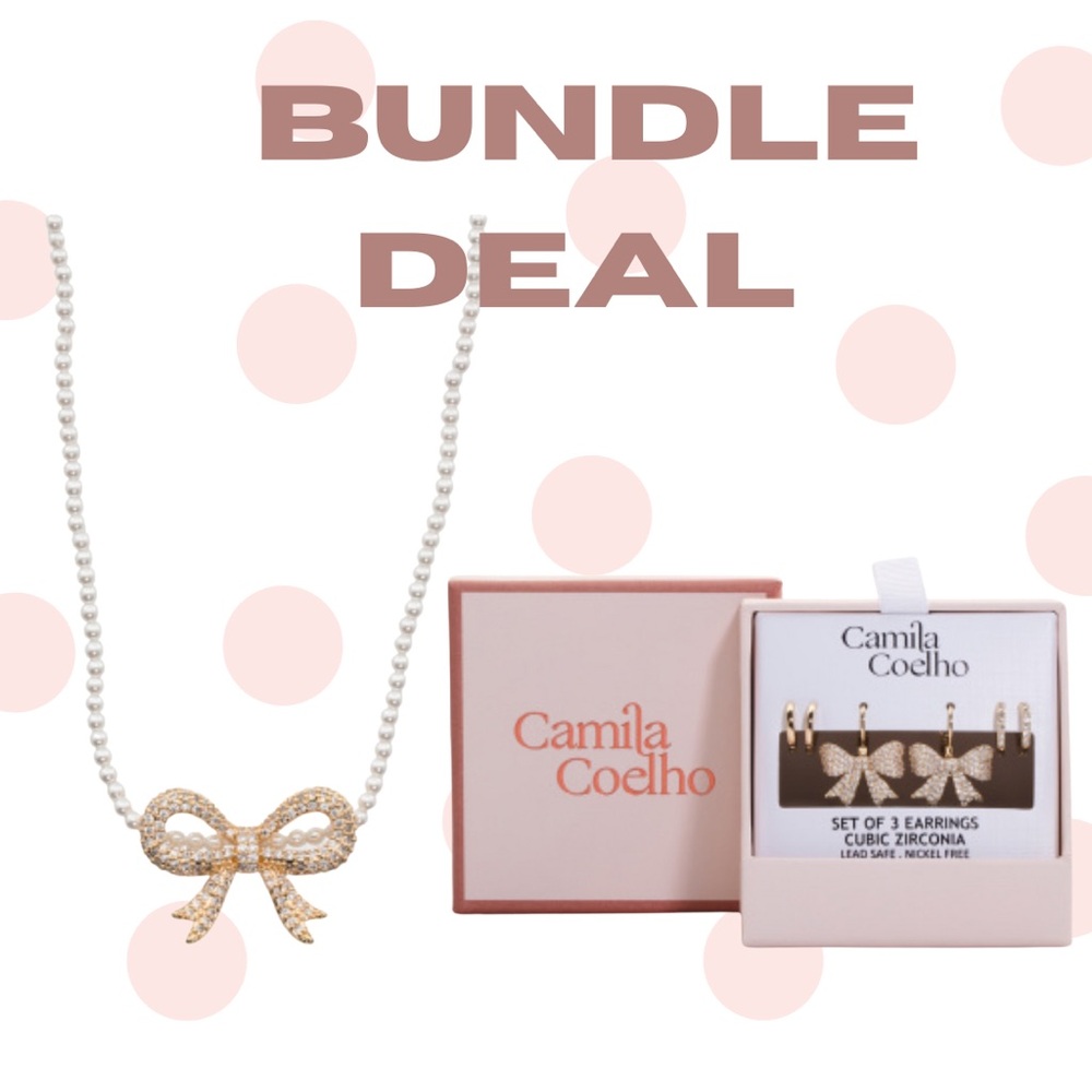 Camila Coelho Pearl and Gold Bow Necklace
